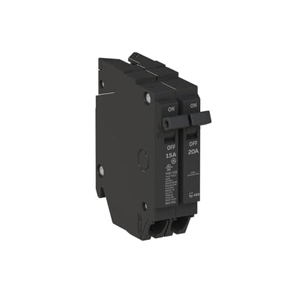 ABB Q-Line THQLT1520 Tandem Circuit Breaker • 15A/1P & 20A/1P Dual Circuit Breaker for Single Slot • 120/240V, 10 kAIC • Space-Saving Plug-in Mount • Durable & Safe with Fixed Trip Settings