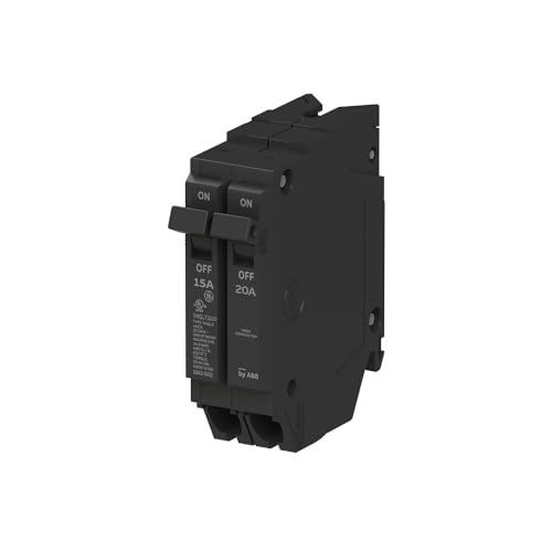 ABB Q-Line THQLT1520 Tandem Circuit Breaker • 15A/1P & 20A/1P Dual Circuit Breaker for Single Slot • 120/240V, 10 kAIC • Space-Saving Plug-in Mount • Durable & Safe with Fixed Trip Settings