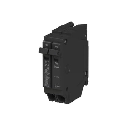 ABB Q-Line THQLT1520 Tandem Circuit Breaker • 15A/1P & 20A/1P Dual Circuit Breaker for Single Slot • 120/240V, 10 kAIC • Space-Saving Plug-in Mount • Durable & Safe with Fixed Trip Settings