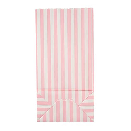 Bag Tek 2 LB Disposable Lunch Bags, 100 Sturdy Take Out Bags - Flat Bottom, Great For Restaurants, Cafes, And Bakeries, Pink And White Paper Popcorn Bags, Versatile, For Grocery - Restaurantware