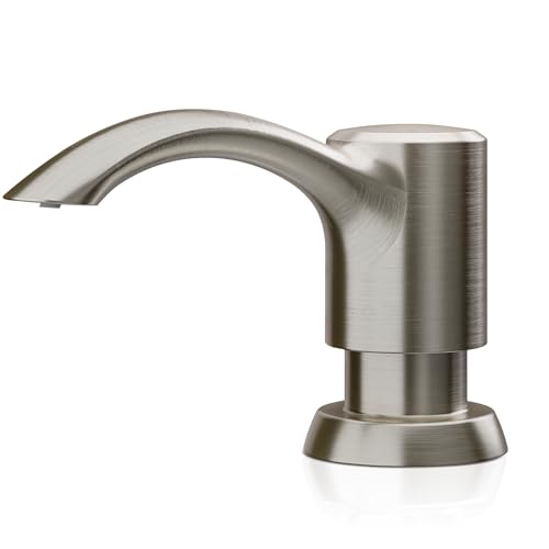 SAMODRA Built in Kitchen Sink Soap Dispenser (Brushed Nickel) with 12 oz Large PET Lotion Bottle, Refill from Top