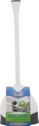 Clorox Toilet Plunger with Hideaway Caddy for Bathroom, Accessories Organizers & Storage, Toilet Unclogger, Plunger with Holder