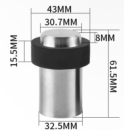 4Sets Stainless Steel Door Stop,Cylindrical Floor Mount Doorstops with Rubber Bumper Decorative