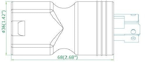 Conntek 30120, 15 to 15-Amp Locking Adapter with NEMA L5-15P male plug to 5-15R female connector