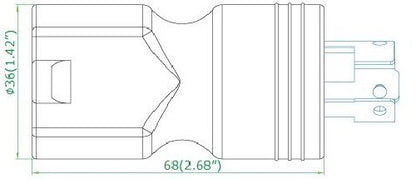 Conntek 30120, 15 to 15-Amp Locking Adapter with NEMA L5-15P male plug to 5-15R female connector