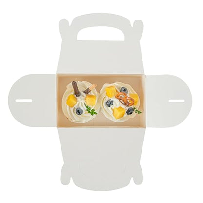 Restaurantware Gable Gift Boxes Pack of 100 Greaseproof Paper Treat Boxes 6 x 3.5 x 3.5 Inches With Window, Disposable Design White Containers for Weddings or Birthdays