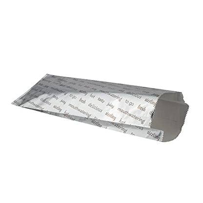 Restaurantware-Bag Tek 3.7 x 1.2 x 12 Inch Hot Dog Bags, 100 Large Hot Dog Wrappers - Greaseproof, Freezer-Safe, Printed Foil Accessories, Heat-Resistant, Non-Vented
