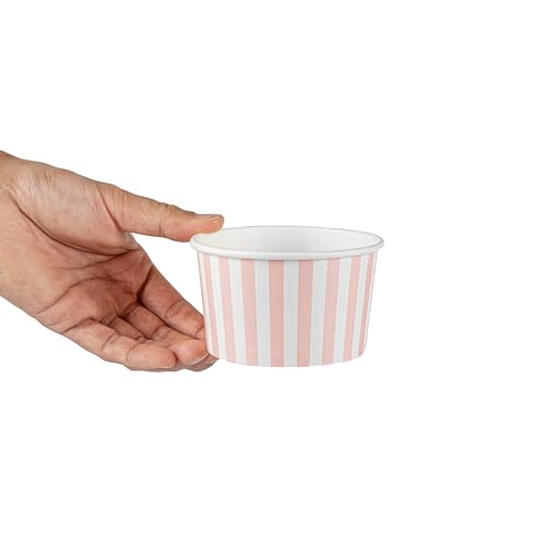 Coppetta 12-Ounce Dessert Cups, 50 Disposable Ice Cream Cups - Lids Sold Separately, Sturdy, Pink and White Paper FroYo Bowls, for Hot and Cold Foods, Perfect for Gelato Or Mousse - Restaurantware