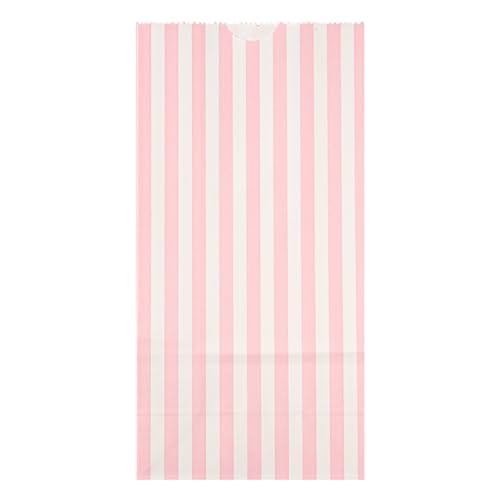Bag Tek 2 LB Disposable Lunch Bags, 100 Sturdy Take Out Bags - Flat Bottom, Great For Restaurants, Cafes, And Bakeries, Pink And White Paper Popcorn Bags, Versatile, For Grocery - Restaurantware