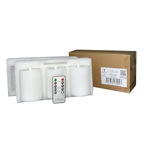 Stonebriar 3 Count White Real Wax 3x4 Flameless LED Pillar Candles with Remote and Timer