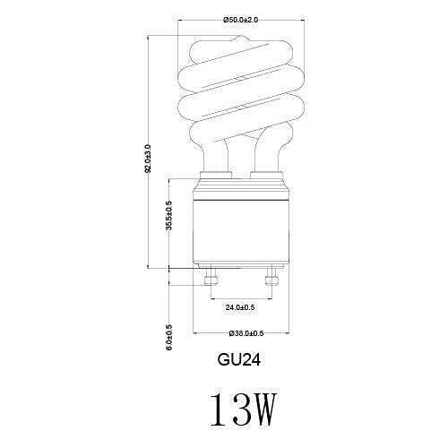 KOR (4 Pack) 13 Watt Mini Spiral - GU24 Base - (60W Equivalent) - T2 Mini-Twist - CFL Light Bulb (Cool White (4100K), CFL)