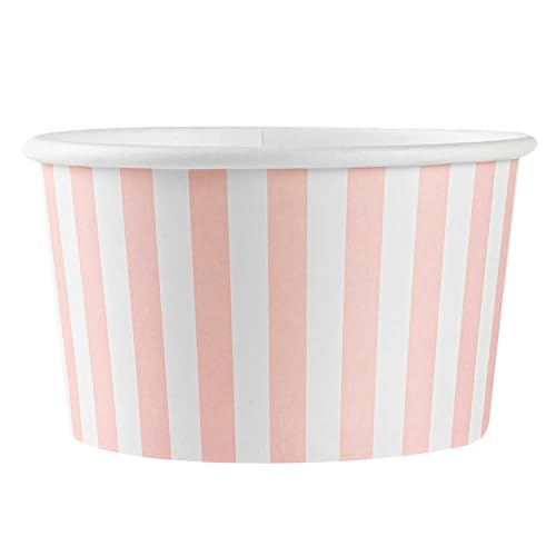 Coppetta 12-Ounce Dessert Cups, 50 Disposable Ice Cream Cups - Lids Sold Separately, Sturdy, Pink and White Paper FroYo Bowls, for Hot and Cold Foods, Perfect for Gelato Or Mousse - Restaurantware