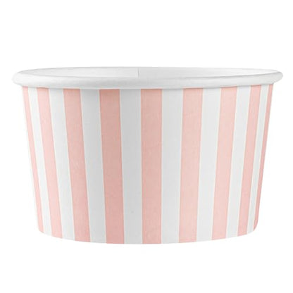 Coppetta 12-Ounce Dessert Cups, 50 Disposable Ice Cream Cups - Lids Sold Separately, Sturdy, Pink and White Paper FroYo Bowls, for Hot and Cold Foods, Perfect for Gelato Or Mousse - Restaurantware