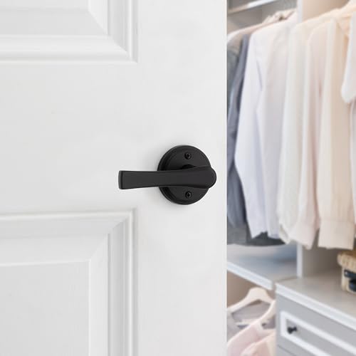 Weiser Katella Matte Black Dummy Door Handle, Reversible One Sided, Individual Closet and French Door Non-Turning Door Handle