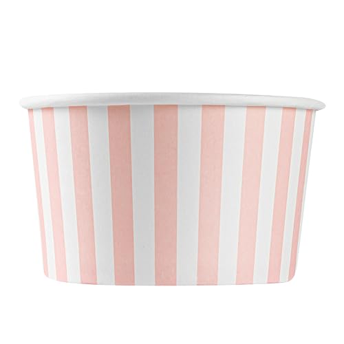 Coppetta 12-Ounce Dessert Cups, 50 Disposable Ice Cream Cups - Lids Sold Separately, Sturdy, Pink and White Paper FroYo Bowls, for Hot and Cold Foods, Perfect for Gelato Or Mousse - Restaurantware