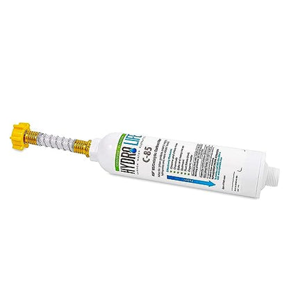 Camco Mfg Hydro Life 52700 Inline Water Filter (with Flexible Hose Protector, Hydroponics C-85), White