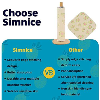 Simnice Reusable Paperless Paper Towels — Eco-Friendly Reusable Napkins Paper Towel, Washable Cotton Cloth Roll for Kitchen,25 Pack 10”x10”with Cardboard Roll