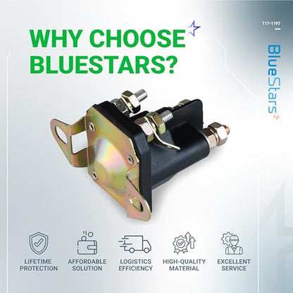 BlueStars 12V 4-Terminal 117-1197 Starter Solenoid - Compatible with Exmark Toro Timecutter SS5000 Z4200 SS4225 SS4235 Zero Turn Lawn Mower 784-1221-210 104-3189 E513075 1-513075 212655 28-4210