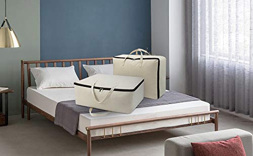 AMJ Household Essentials 100% Cotton Canvas Collapsible Storage Bag, Extra Large Natural Cotton Organizer Bag | Beige 2 Pcs