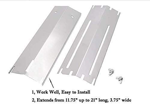 Universal Adjustable Stainless Steel Heat Plate Plate Shield, Heat Tent, Flavorizer Bar, Burner Cover, Flame Tamer (Expands from 11.75" up to 21" L) for Brinkmann 810,4 PCS