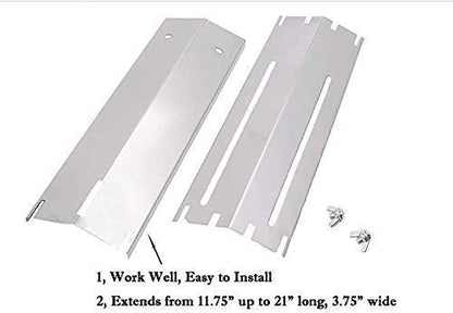 Universal Adjustable Stainless Steel Heat Plate Plate Shield, Heat Tent, Flavorizer Bar, Burner Cover, Flame Tamer (Expands from 11.75" up to 21" L) for Brinkmann 810,4 PCS