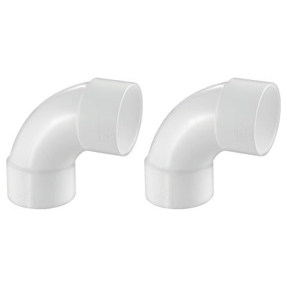 LESSO 1-1/2 Inch PVC 90 Degree Elbow, 1-1/2" Pipe Fittings High Flow Capacity White for Plumbing and Pool Systems, Schedule 40, 2 Pcs