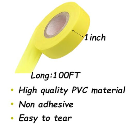 Aisetmoon 8 Pack Flagging Tape, Non Adhesive Marker Tape 1inch*800ft, Colorfast Survey Caution for Branches Boundaries, Trail Marking and Hazardous Areas Marking