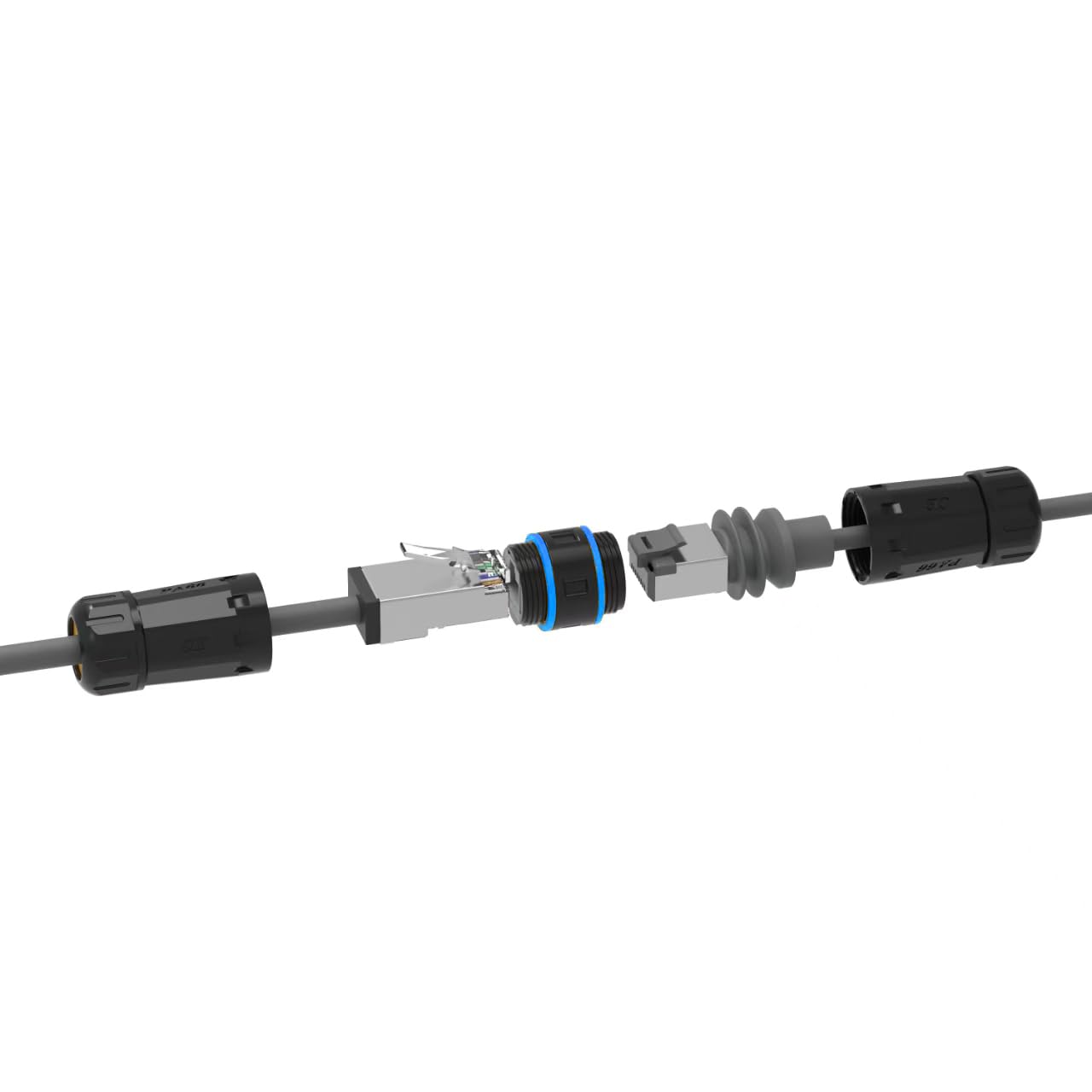 Elfcam - RJ45 Cat6A Coupler – IP68 Waterproof Shielded Ethernet Inline Adapter, 10 Gbps Pass-Through, Tool-Free Plug & Play for Starlink Gen3/Mini & Outdoor Network Extension, 1 Pack