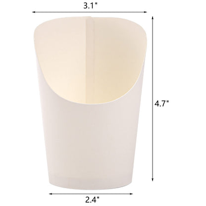 Lawei 100 Pcs French Fries Cup, 14oz Disposable French Fries Holder, Stackable Paper Charcuterie Cups, Take-Out Party Waffle Popcorn Containers for Wedding Birthday Party Baby Shower, White