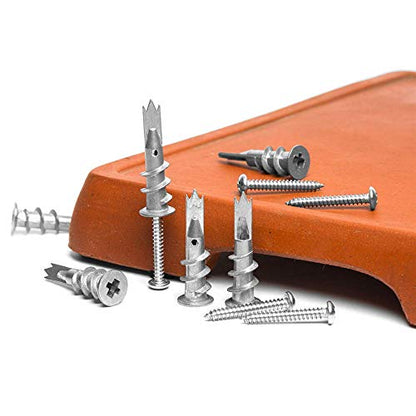 JUIDINTO Zinc Drywall Anchors with Screws Set, 6mm Self Drilling Hollow Wall Anchors and M4 Tapping Screws Assortment Kit, 120 pcs Anchors Screws