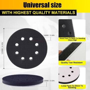 CNQLIS 10 Packs 8 Holes 5 Inch Interface Pads Hook and Loop Soft Sponge Cushion Interface Buffer Backing Pad Density