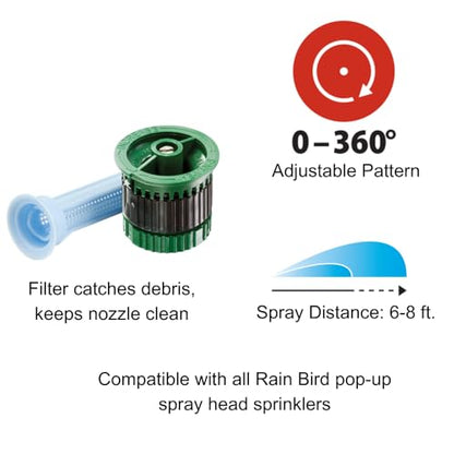 Rain Bird HEVAN085PK High Efficiency Spray Nozzle, 0° - 360° Adjustable Pattern, 5' - 8' Spray Distance, 5-Pack, Black