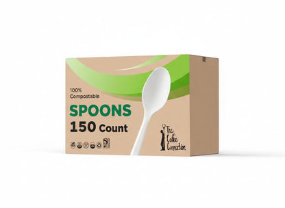 150 Pcs Heavy Duty Compostable Spoons, Eco-Friendly Disposable, BPA Free & No Plastic, Tableware for Parties, Catering, Picnics, Camping & Every Day Use (150 Spoons)