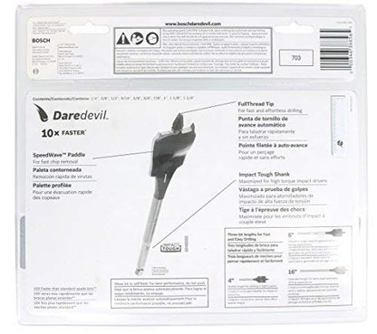 BOSCH DSB5010 Daredevil 10-Piece Standard Spade Bit Set w/Full Cone Threading and Spurred Tip, Blue