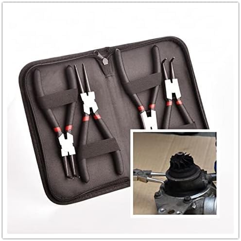 KEJJNYER 4 Pack Snap Ring Pliers Set, Heavy Duty C-Clip Plier, Internal/External Circlip Pliers, 7 inch Straight/Bent Retaining Ring Pliers for Lock/Remover with Portable Case