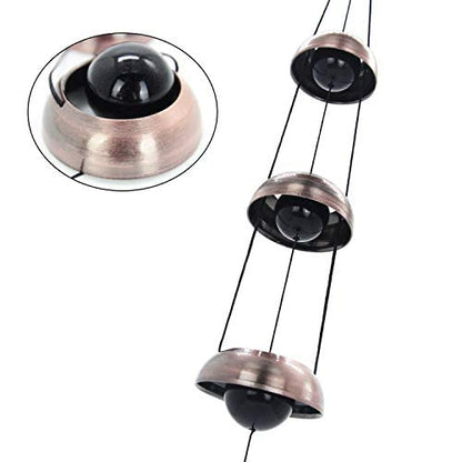 Temple Wind Chime, Red Copper Wind Chimes with 3 Bells, Feng Shui Wind Chimes for Home Yard Outdoor Decoration, A Great Memorial Wind Chime for Someone Who Loves Peace