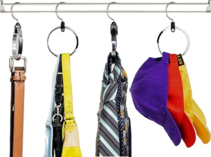 ROLLY HANGER Multipurpose Closet Hangers- Tie and Belt Hanger for Closet- Great Space Saving Belt Organizer for Wardrobe - Ideal for Storing Belts, Ties, Scarfs, Baseball Hats, Purses & More- 1 Pack