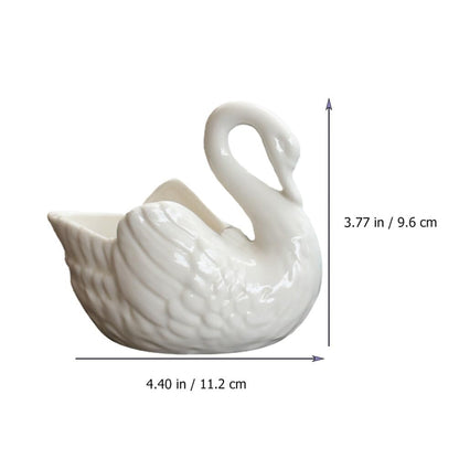 Zerodeko White Ceramic Flowerpot, Swan Flowerpot,Ceramic Swan Planter Pot, Shaped for Decor