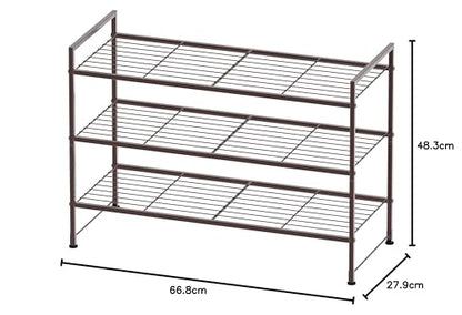 Simple Houseware 3-Tier Stackable Wired Grid Shoe Racks with Shelves for Storage Organizer, Bronze