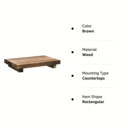 YYBD Wood Tray Small Wooden Soap Stand Brown Pedestal Stand Decorative Wooden Riser Kitchen Soap Dish Holder Rustic Candle Plant Holder Farmhouse Bathroom Decor Modern Display for Vanity Counter Sink