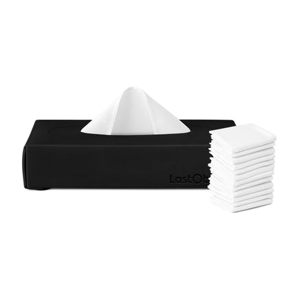 LastTissue® Reusable Cotton Tissue Box | Face Towels & Handkerchiefs for Men & Women – Washable, Sustainable Facial Tissue with Storage Case