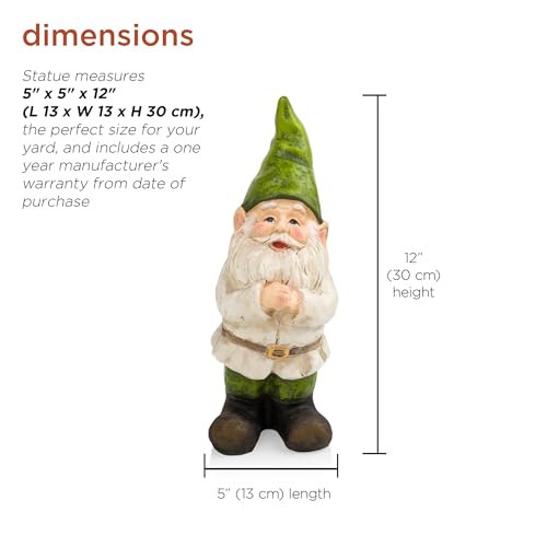 Alpine Corporation 12" Tall Outdoor Garden Gnome Folding Hands Yard Statue Decoration