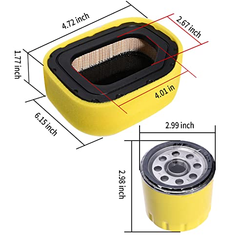 Saihisday 32 083 03-S Air Filter and 52 050 02-S Oil Filter Kit for Kohler SV710 SV715 SV720 SV730 SV735 SV740 Engine Replacement for Kohler Lawn Mower, Replaces 32-883-03-S1, 3208303-S
