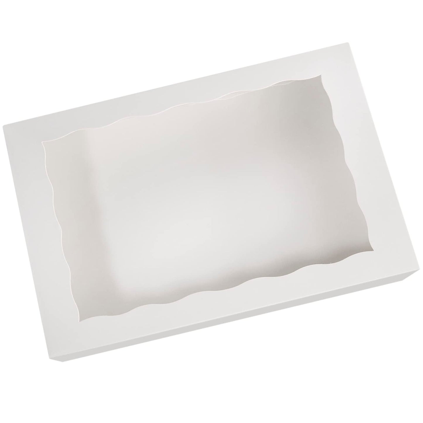 White Pastry Bakery Box 14x10x3inch,Large Donuts,Muffins,Cookies Boxes with PVC Window - Auto-Pop up Paper Box Nature Cardboard Take Out Container,Pack of 15 (White, 15)