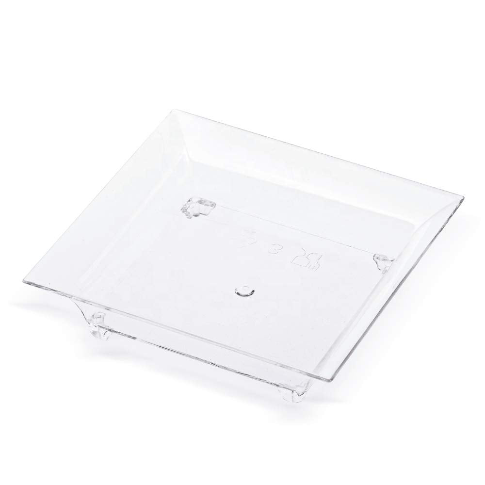 Kingrol 150 Count Plastic Dessert Plates, Mini Mini Mini Disposable Square Plates for Desserts, Appetizers, Sauces, Tastings