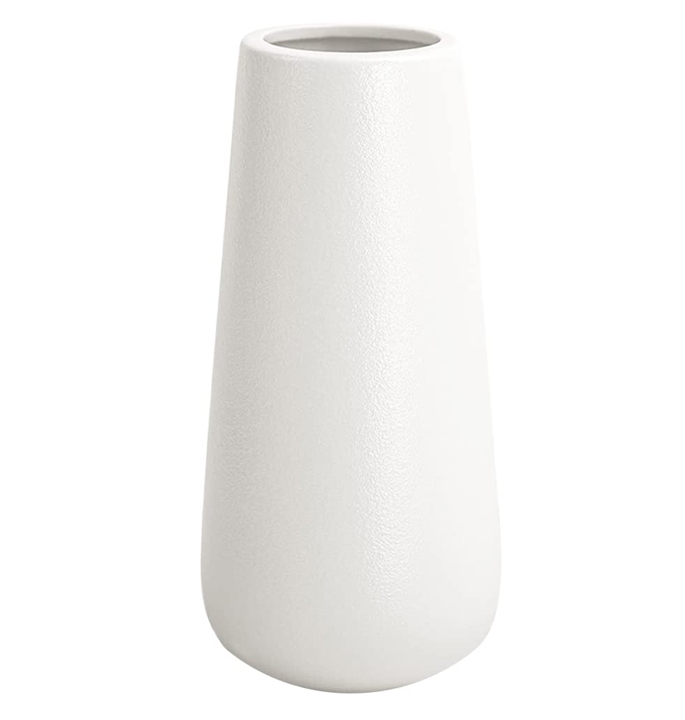 11 Inch Tall Matt White Ceramic Vases for Flowers & Pampas Grass, Classic Rustic Style Decorative Vase for Home Decor Table Centerpieces