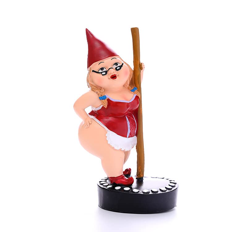 Pole Dancing Garden Gnome Statue,Funny Outdoor Indoor Dance Garden Collectible Figurine,Funny Resin Cartoon Gnome Figurine Pole Dancer,Dwarf Sculpture Ornament for Yard Lawn Patio Decoration