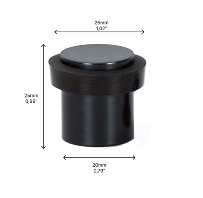 EVI | Floor Doorstop | 25X20cm | Threaded Base | Black Lacquered - Black Rubber | Stainless Steel | Includes Screw + Clamping Anchor | Mod I-181