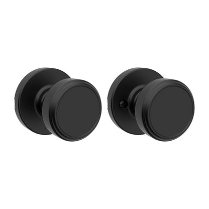 Kwikset Maven Interior Passage Door Knob, Handle for Closet and Hallway Doors, Round Non-Locking Doorknob in Matte Black, with Microban Protection