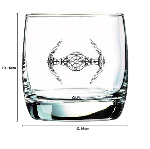 Star Wars Glass Set - X-Wing & TIE Fighter - Collectible Gift Set of 2 Glasses - 10 oz Capacity - Classic Design - Heavy Base